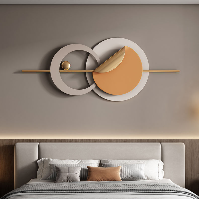 主卧床头挂饰新中式墙面装饰挂件创意背景墙装饰墙上铁艺圆形壁挂