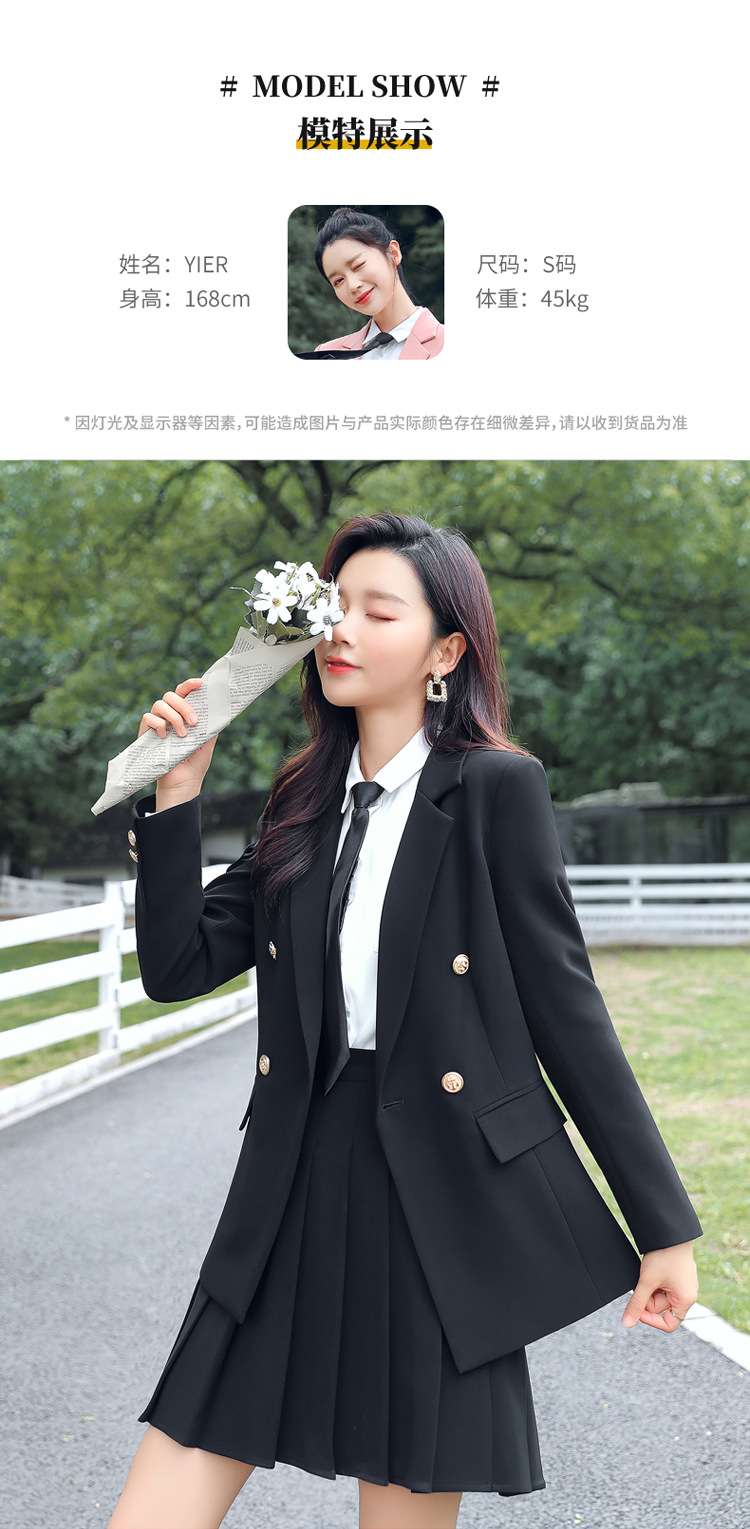 日系学院风西装套装女秋装大学生正装教师小西服套裙百褶裙jk制服