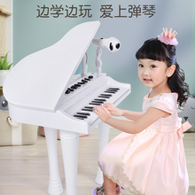 经典黑白三脚钢琴电子琴玩具JXT88032小钢琴带椅子话筒可弹奏礼物