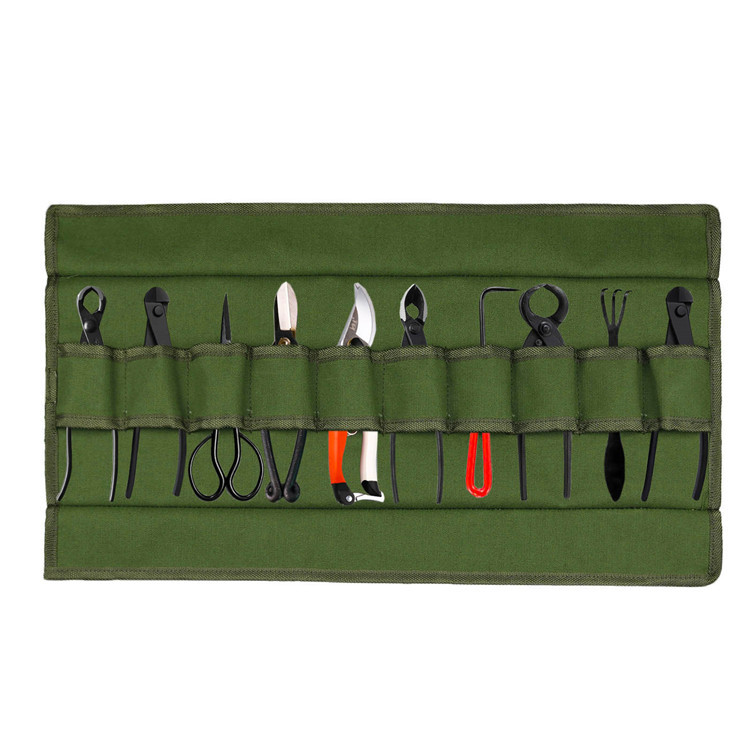 Cross-Border Supply Waterproof Canvas Tools Scroll Pack Garden Tools Buggy Bag Tool Roll Storage Bag