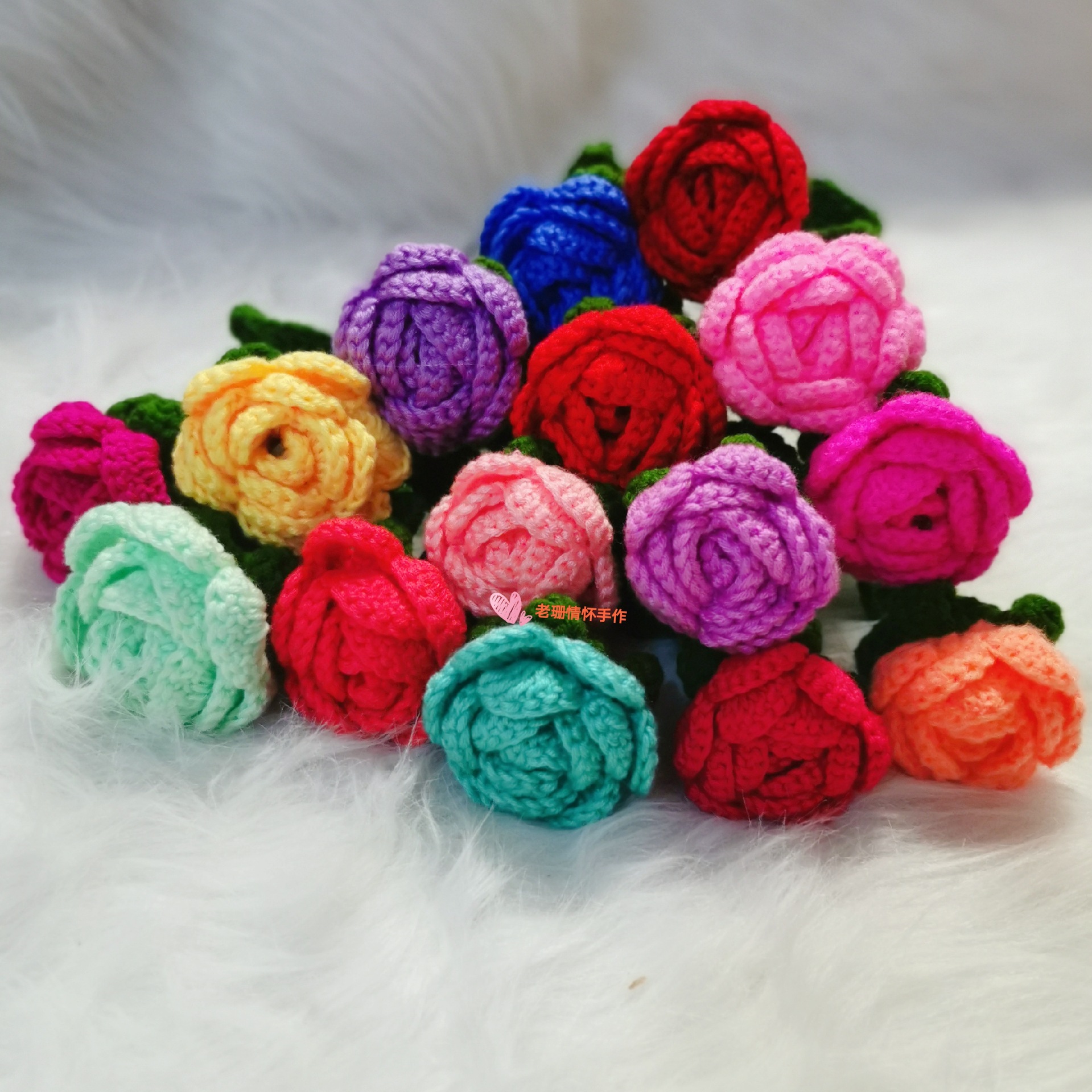 手工编织室内成品礼物毛线玫瑰花编织开学创意室内送女友1仿真园