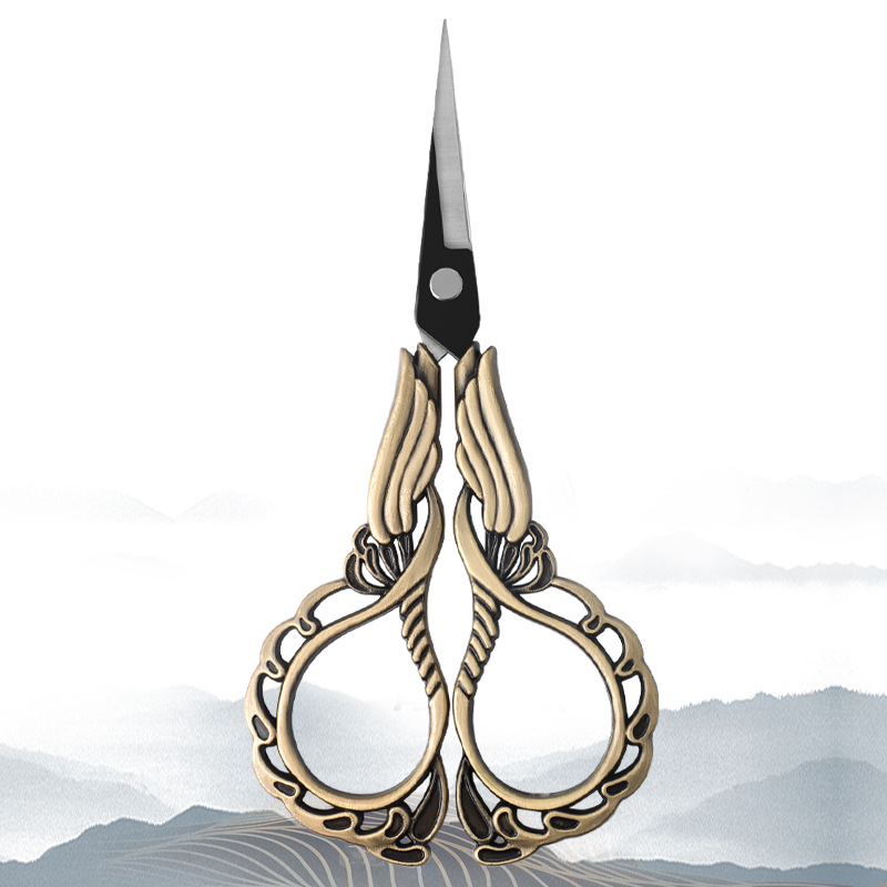 2023 New Black Blade Vintage Craft Orchid Scissors Super Sharp Thin Tea Bag Scissors Embroidery Professional Small Scissors