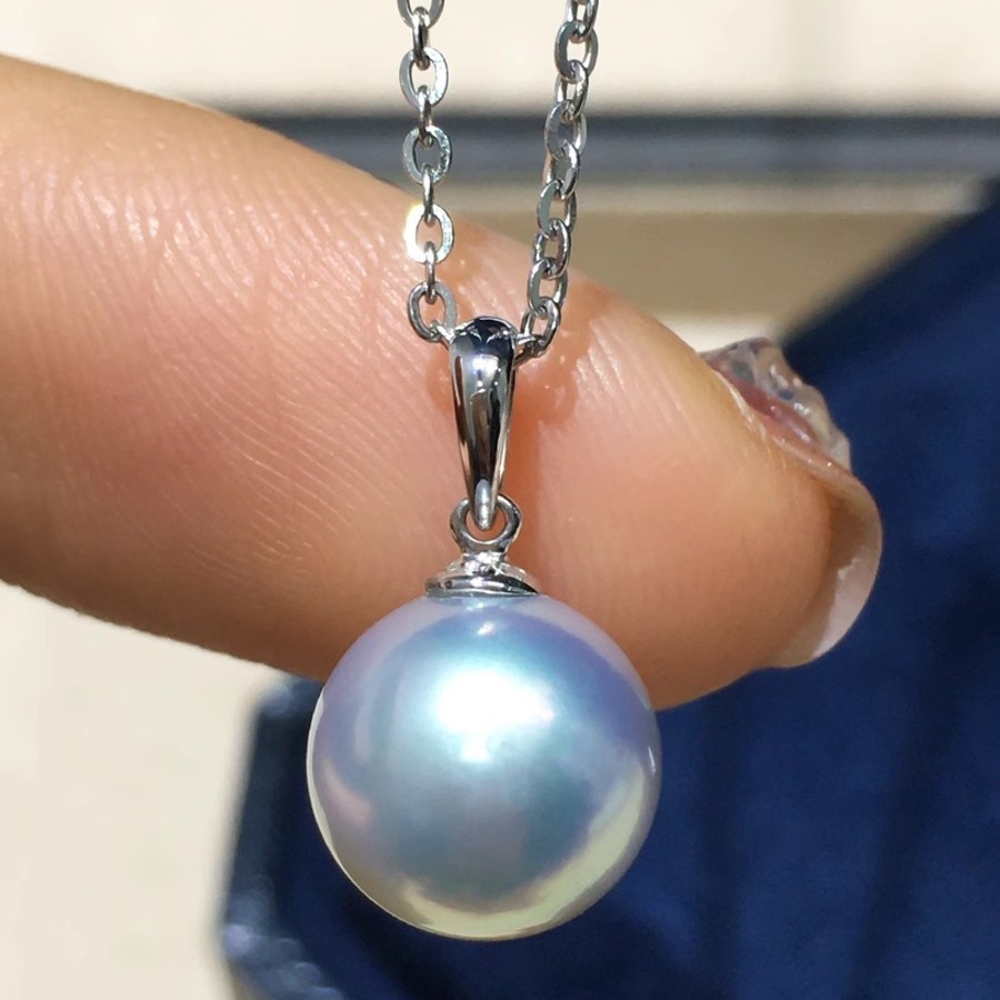 日本真多麻吊坠单颗强光akoya项链天然海水珍珠瓜子扣锁骨链-阿里巴巴