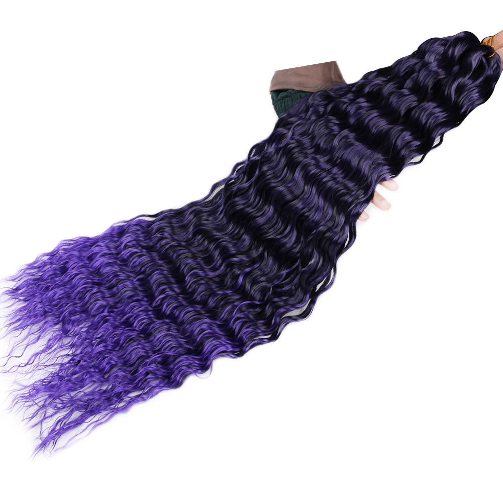 化纤假发钩针发曲发把32英寸deep wave bulk hair 许昌厂家直供