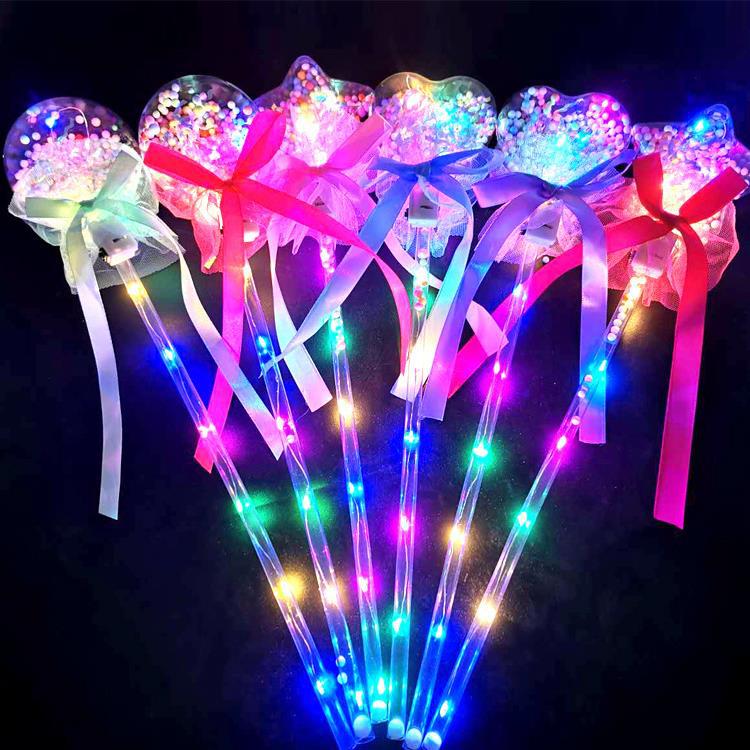 波波魔法发光仙女棒礼品儿童红推玩具球星空闪光网棒光球小礼棒地