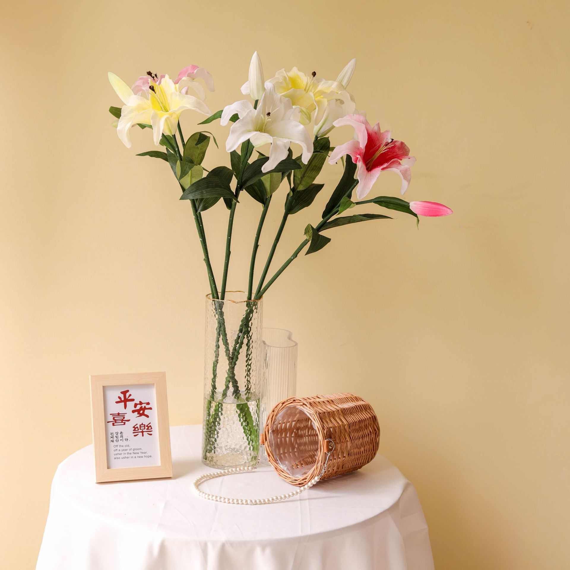 仿真百合花 假花高档pu花客厅居家摆设装饰花永生花百合花单支