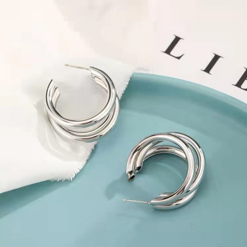 Large Circle Earrings and Eardrops Sterling Silver Needle Women's Summer Exaggerated Design Trendy Elegant Hoop Earrings