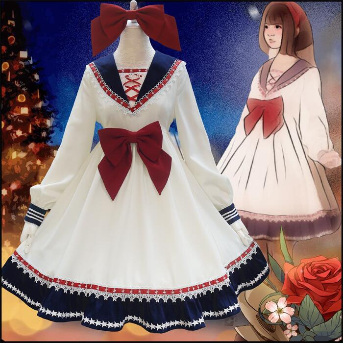 360度大裙摆 白雪姬jsk公主裙 lolita连衣裙 洛丽塔连衣裙海军风