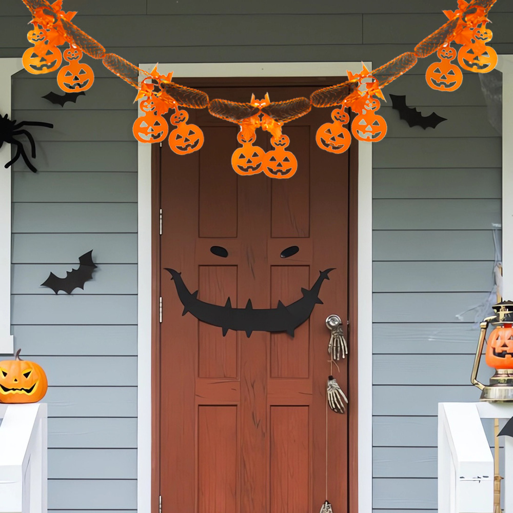 新款万圣节蝙蝠南瓜吊饰拉花鬼节家居派对装饰背景墙拉旗蜘蛛挂条