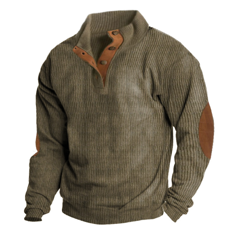 cross-border hot selling spring and autumn european size men‘s outdoor casual stand collar long sleeve sweater in stock