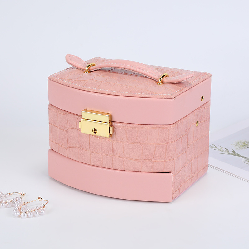 3-Layer Tape Mirror Jewelry Storage Box Female Earrings Ring Necklace Jewelry Box Trumpet Simplicity Jewelry Storage Box