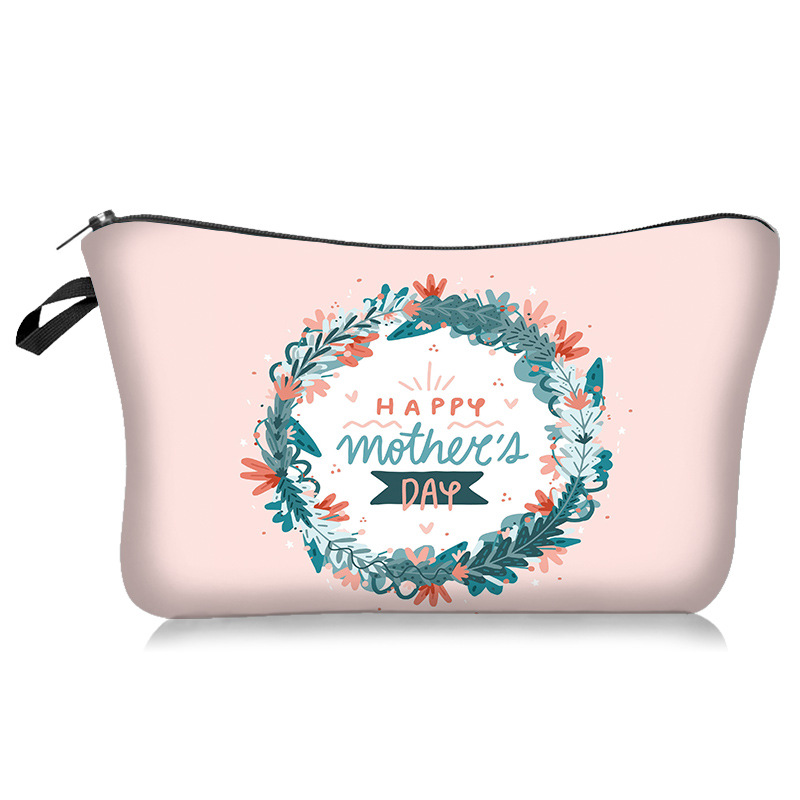 Cross-Border New Arrival Mother's Day Series Cosmetic Bag Handheld Storage Wash Bag Lazy Portable Travel Bag