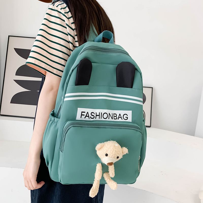 2023 New Primary School Student Schoolbag Female Large Capacity Casual All-Matching Backpack Korean Cute Doll Backpack Wholesale