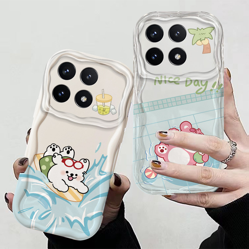 奶油纹卡通适用红米k70pro手机壳小米14软胶note13保护套civi3