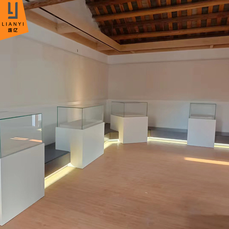 私人展览馆矮柜白色烤漆玻璃柜荣誉室军功章展示柜古董博物馆展柜