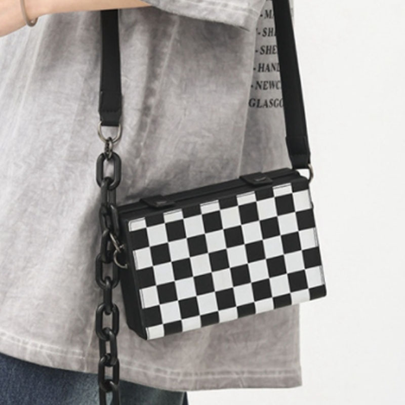 Factory Wholesale New Korean Fashion Function Box Bag Personality Chessboard Single Shoulder Bag Fashion Brand Couple Crossbody Bag