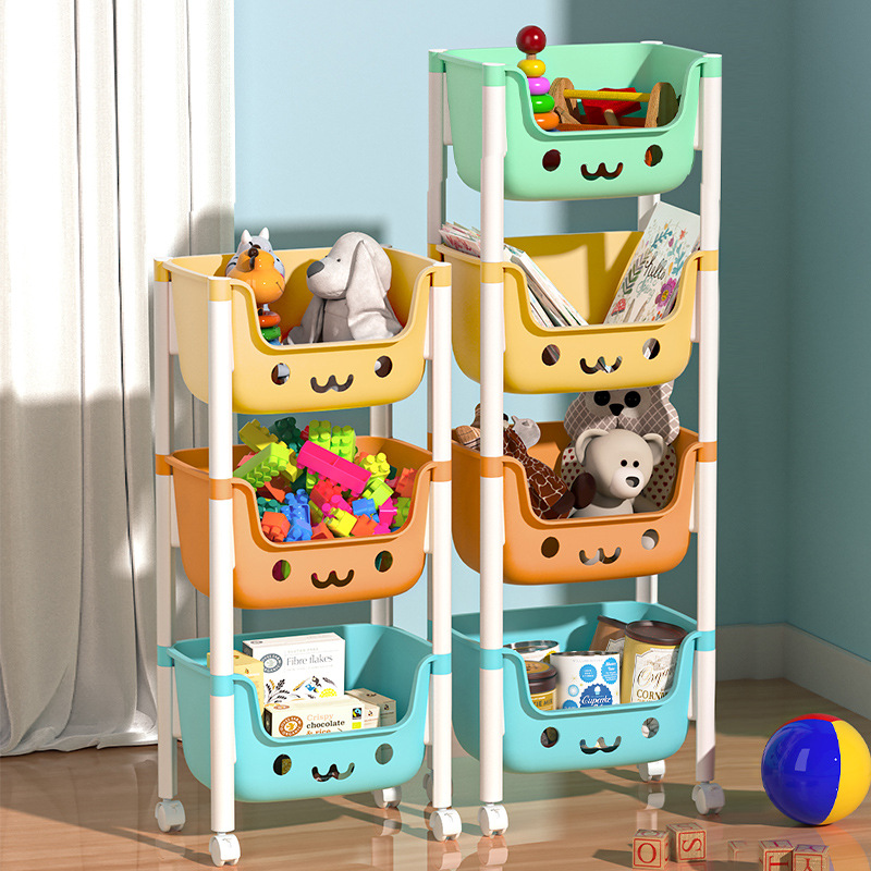 Trolley Rack Children's Bookcase Floor-Standing Baby Products Household Mobile Snack Storage Box Toy Storage Rack