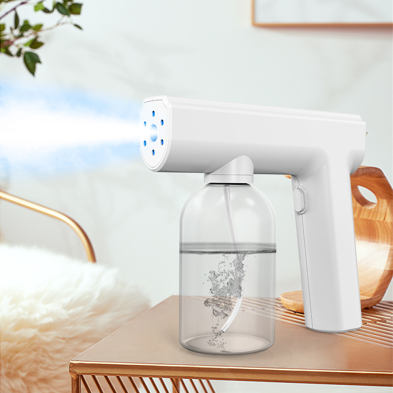 New Handheld Wireless Atomization Disinfection Gun Rechargeable Nano Spray Pistol Household Blue Light Atomizer Sprayer