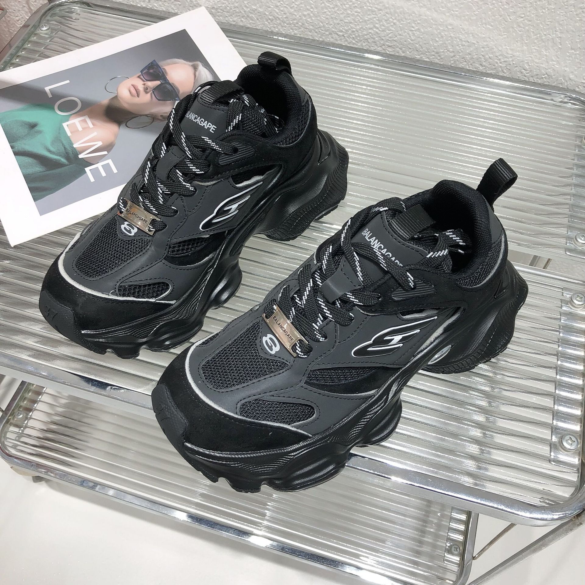 巴黎老爹鞋刘昊然同款ins潮走秀厚底增高运动休闲女单鞋子-阿里巴巴