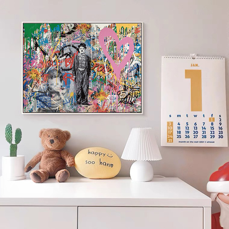 现代艺术街头文化装饰画嘻哈风格油画名人涂鸦挂画前卫潮流背景墙