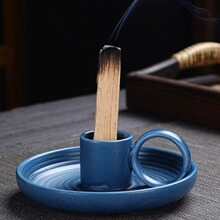 ✅秘鲁圣木秘鲁神木燃烧盘陶瓷碟支架底座祈福放松冥想容器托盘跨