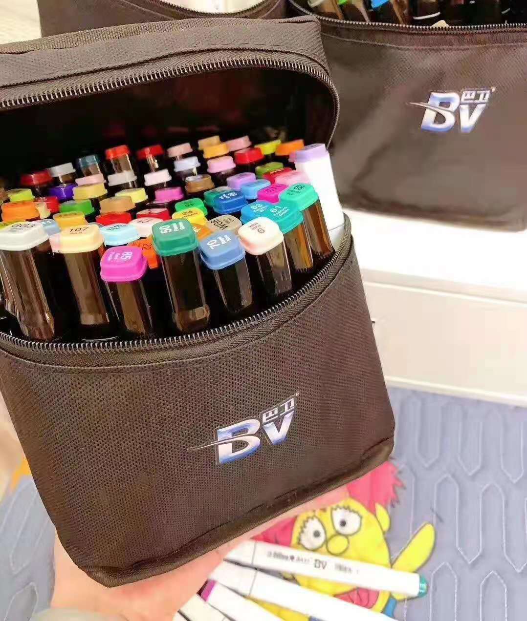 bv48色马克笔马克笔bv巴士马克笔记号笔双头水彩笔无痕代发
