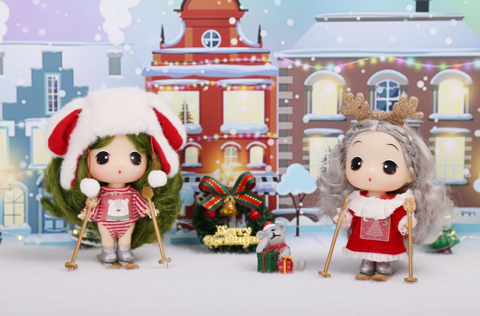 冬己娃娃新品fde0917圣诞款娃娃9cm小公仔可爱送女友礼物卡通人物