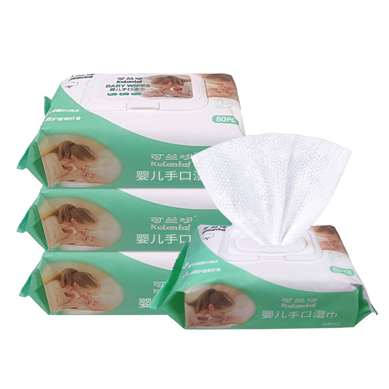 Baby Hand and Mouth Wipes 80 Pumping Large Bag Disposable Extraction Wet Tissue Thickened Baby Cotton Cleansing Wipe Wholesale