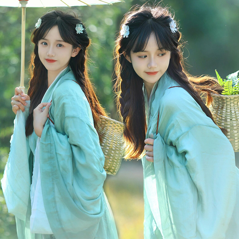 汉服女魏晋风夏季飘逸中国风改良古装外景超仙古风少女写真拍照服
