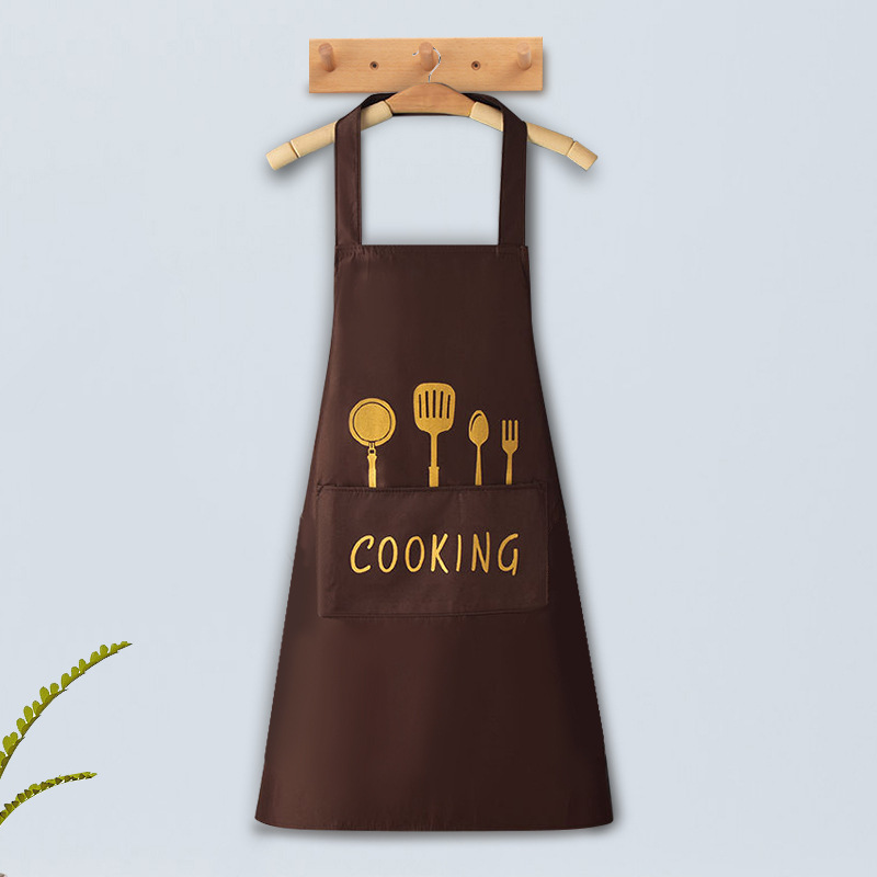 Knife and Fork Hand-Wiping Apron Waterproof Oil-Proof Thickening plus-Sized Sling Advertising Printed Logo Kitchen Coffee Shop Apron