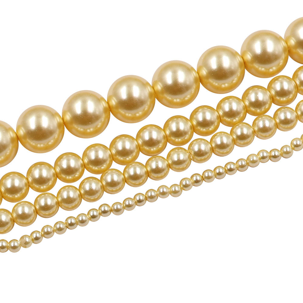 现货296施家金珍珠圆珠3-8mm仿南洋珍珠玻璃散珠项链半成品配件