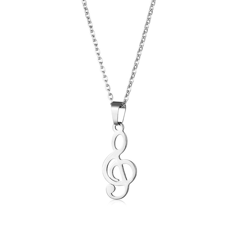 Japanese and Korean Fashion Creative Music Symbol Necklace Female Foreign Trade Musical Note Pendant Titanium Steel Necklace Stainless Steel Fashion Accessories