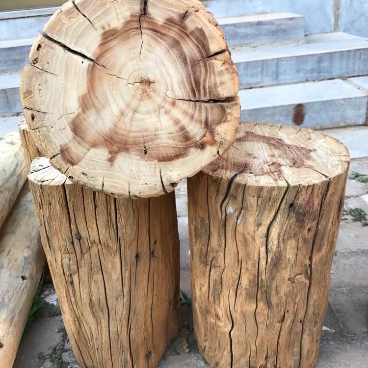 老榆木圆木柱子复古怀旧装修建筑老房梁檩条风化老梁原木立柱木方
