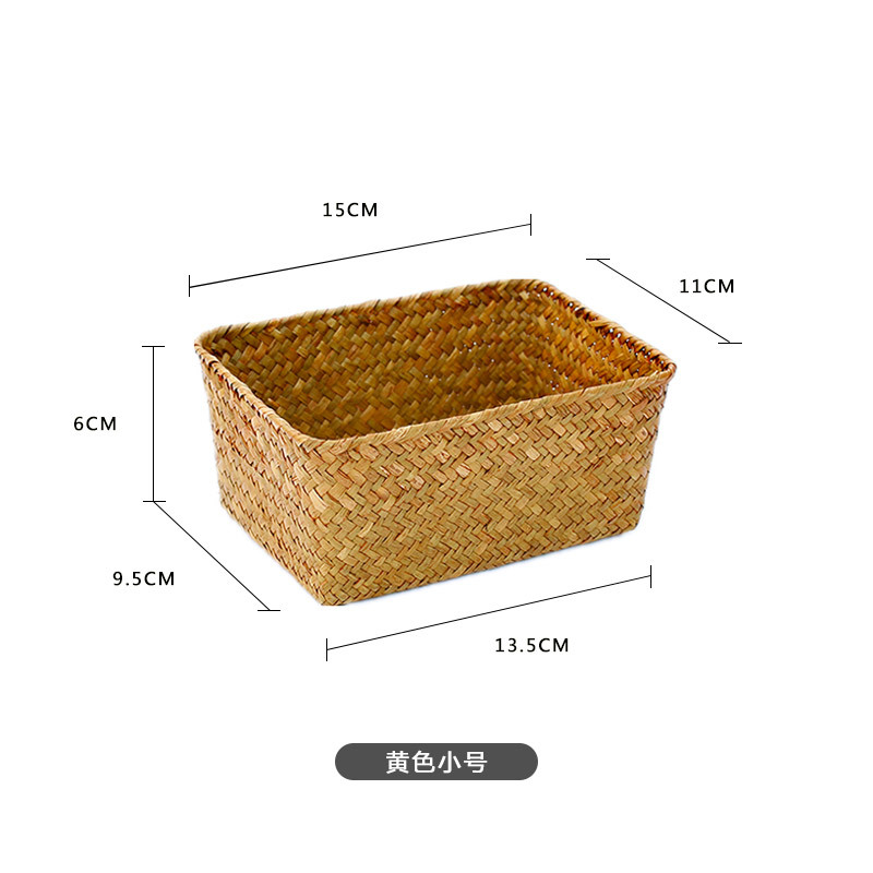 Seaweed Storage Box Rattan and Bamboo Weaving Straw Desktop Living Room Mini Storage Basket Kitchen Woven Storage Basket