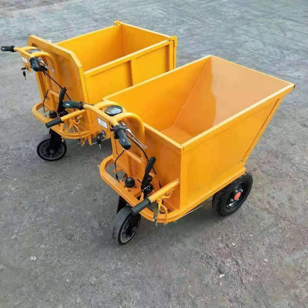 建筑工地用电动手推灰斗车工程拉货翻斗车畜牧养殖电动手推送料车