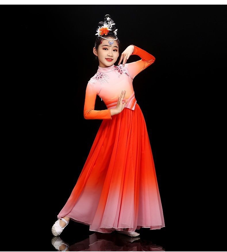 中小学生万疆舞蹈演出服装儿童开场舞大摆裙盛开同款歌伴舞表演服