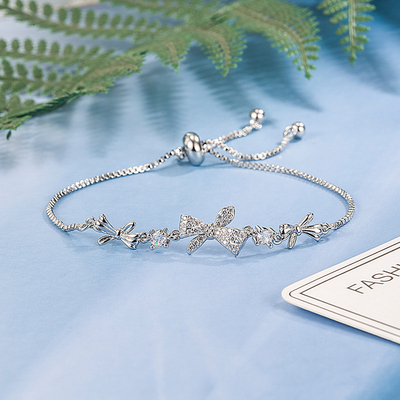 锆石蝴蝶结手链女轻奢夏季小众设计高级感精致生日礼物送女友闺蜜