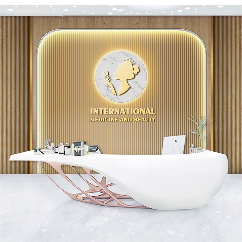 3d轻奢前台墙纸网红服装店直播间装饰背景墙壁布美容院美甲店壁纸