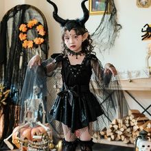 表演恶魔吸血鬼女巫舞台哥特儿童服装连衣裙女童万圣节