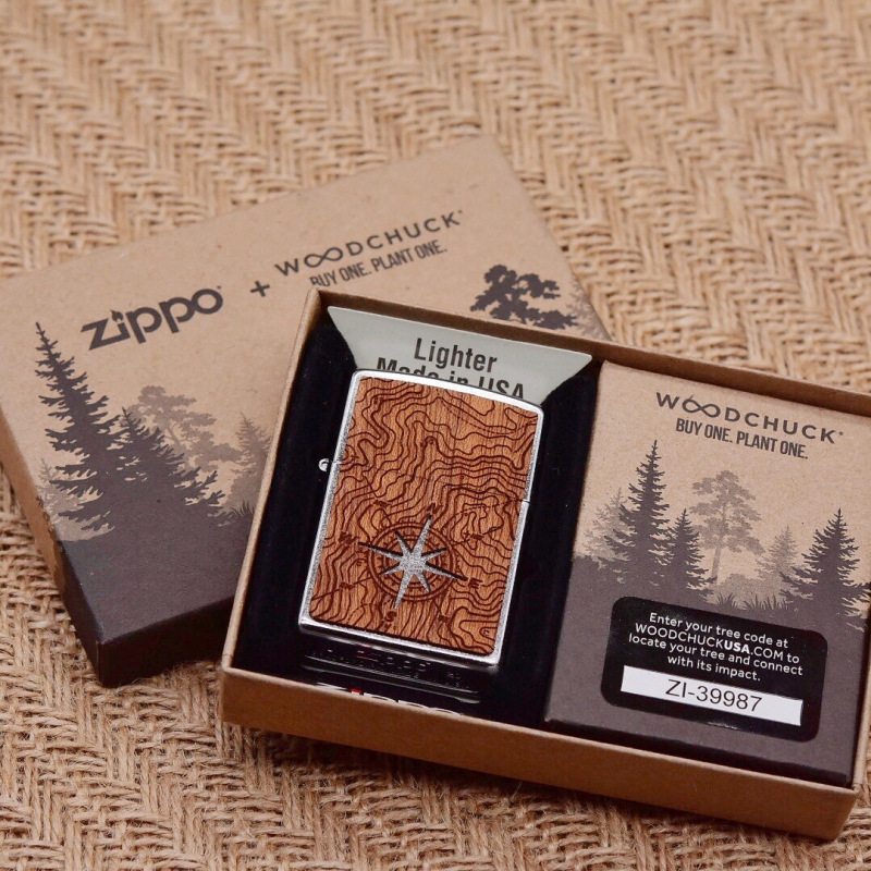 zippo之宝 美版花砂双面实木罗盘贴片机49055