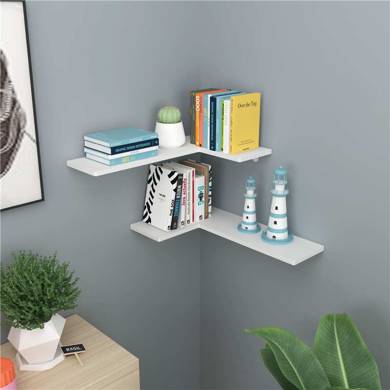 免打孔墙角置物架书架收纳架客厅墙壁挂墙上搁隔板卧室转角架隔板