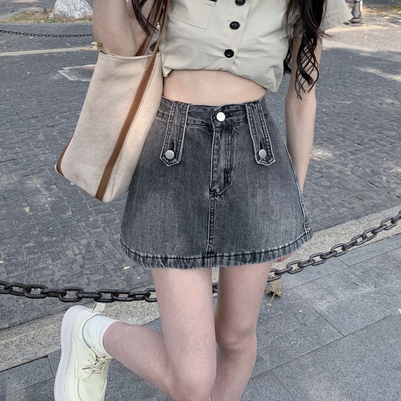 Hot Girl Elastic High Waist Wash Denim Skirt Women's Spring 2022 New Retro Slimming Sheath Skirt for Women