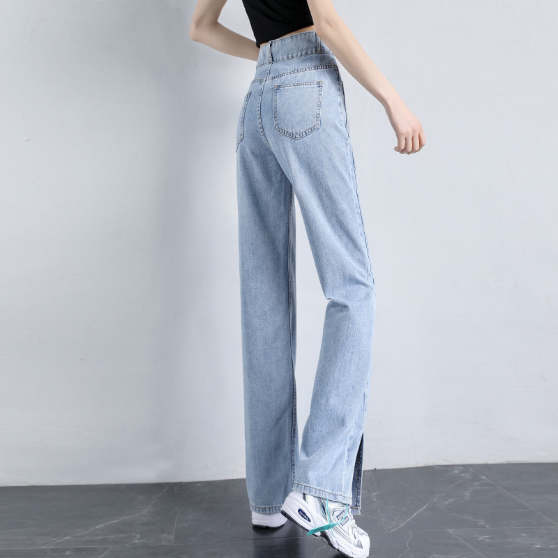 2023 High Waist Jeans for Women Summer Thin Autumn Wear New Split Small Straight Wide Leg Pants for Women Summer