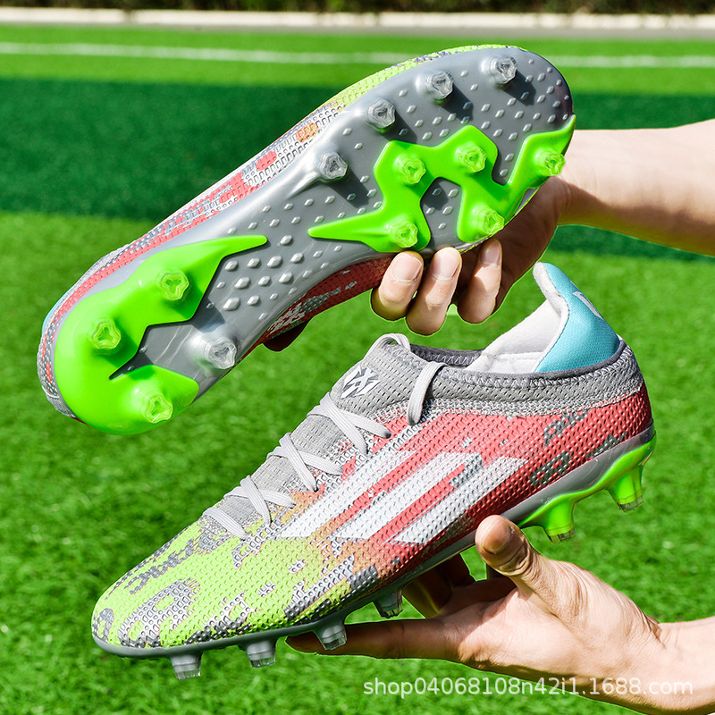跨境低帮足球鞋AG长钉成人训练鞋男女青少年TF防滑透气足球专用鞋