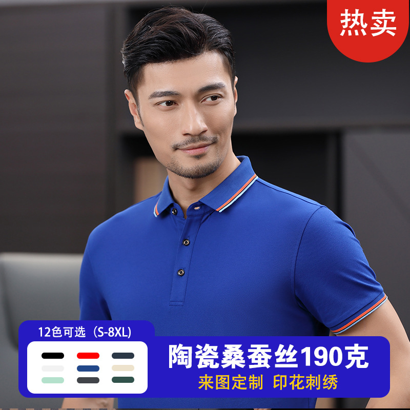 Summer Lapels Polo Shirt Customed Working Suit Printed Logo Group Cultural Shirt Men's Work Wear Short-Sleeved Corporate T-shirt