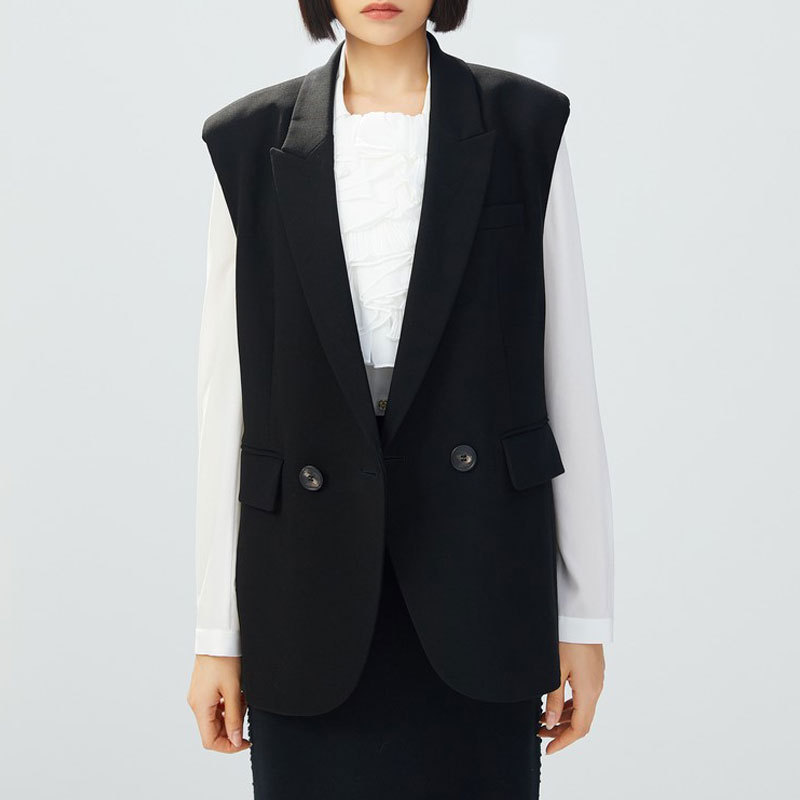 【商场同款】2023年春秋新款女装宽松垫肩职业西装马甲外套-阿里巴巴