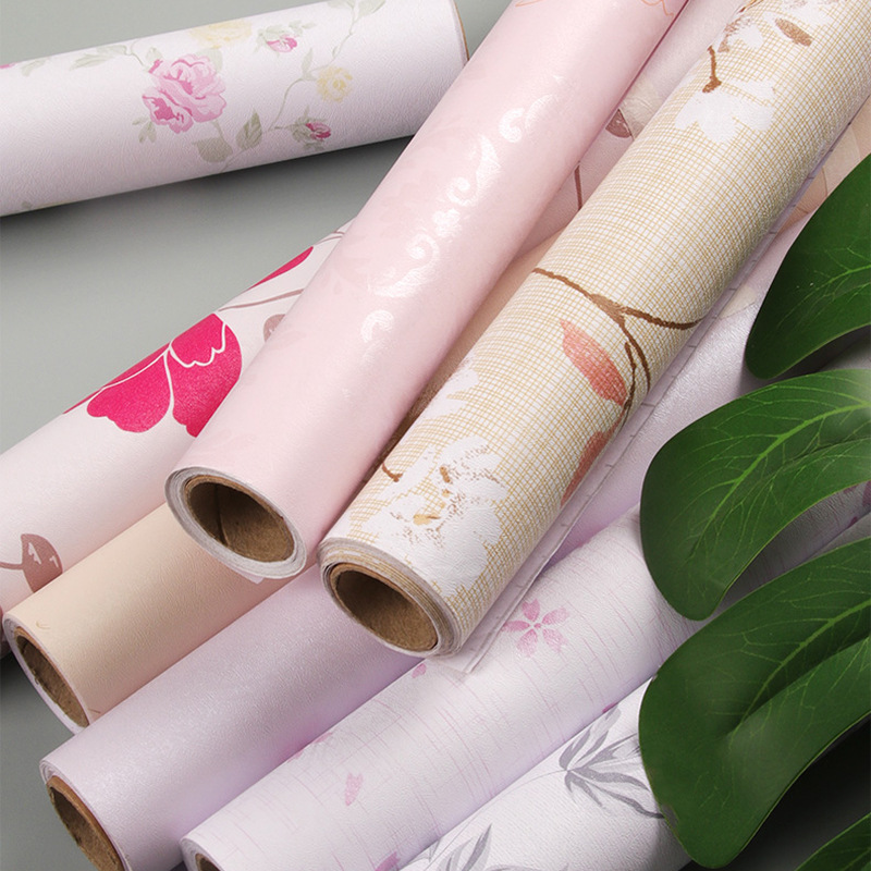 Pvc Self-Adhesive Wallpaper Waterproof Pastoral Cartoon Dormitory Bedroom Strap Adhesive Wallpaper Self-Adhesive Wholesale Price