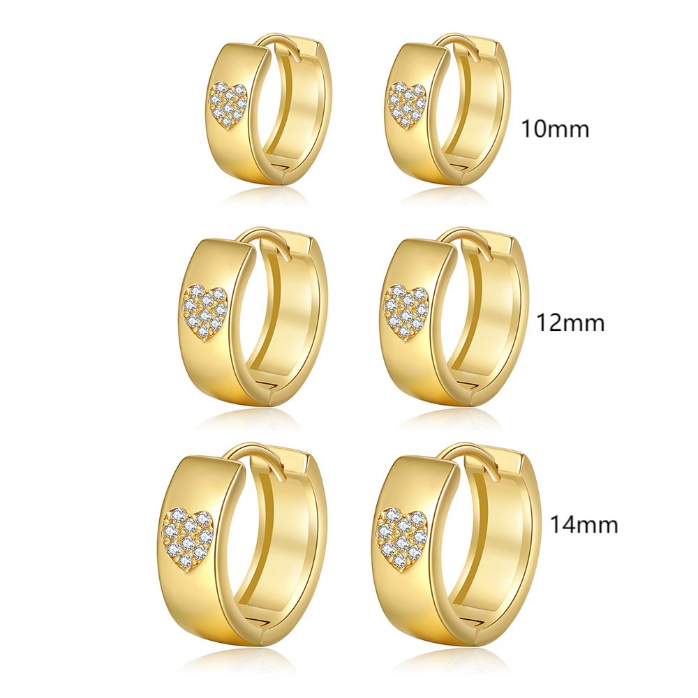 New European and American Foreign Trade Hot Sale Heart-Shaped Diamond Earrings 3-Piece Copper Inlaid Zirconium Golden Versatile Love Heart Earrings Women