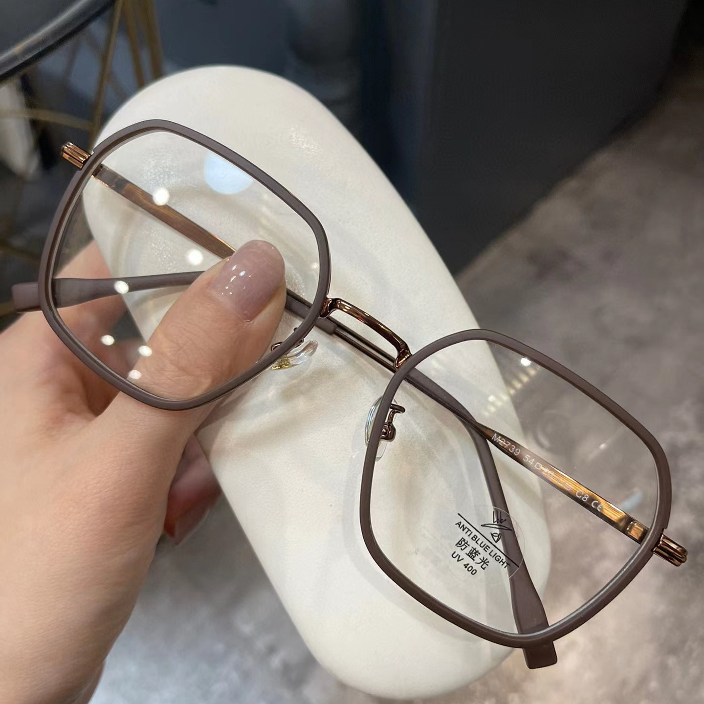 d家同款54大框眼镜2022新款小红书栗棕色眼镜配近视1.74防蓝镜片