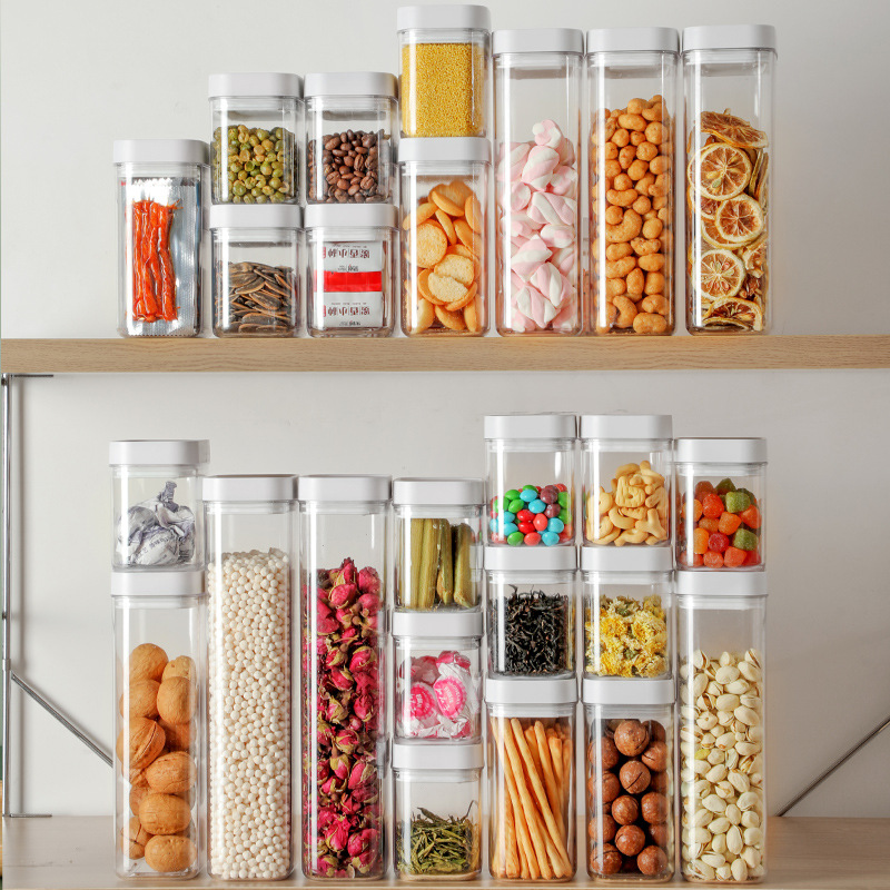Food Grade Sealed Jar Cereals Storage Box Kitchen Household Storage Snack Storage Fresh Plastic Transparent Jar